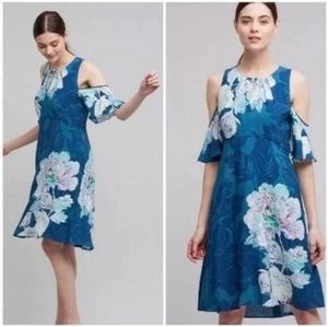 Anthropologie Maeve Elia Cold Shoulder Floral Midi Dress
